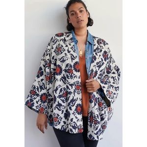 Eleanor Kimono Jacket Anthropologie 1X orange motif